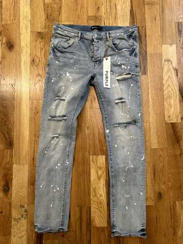 Purple Brand P002 Paint-splattered Faded Stretch-denim Skinny Jeans in Blue  for Men
