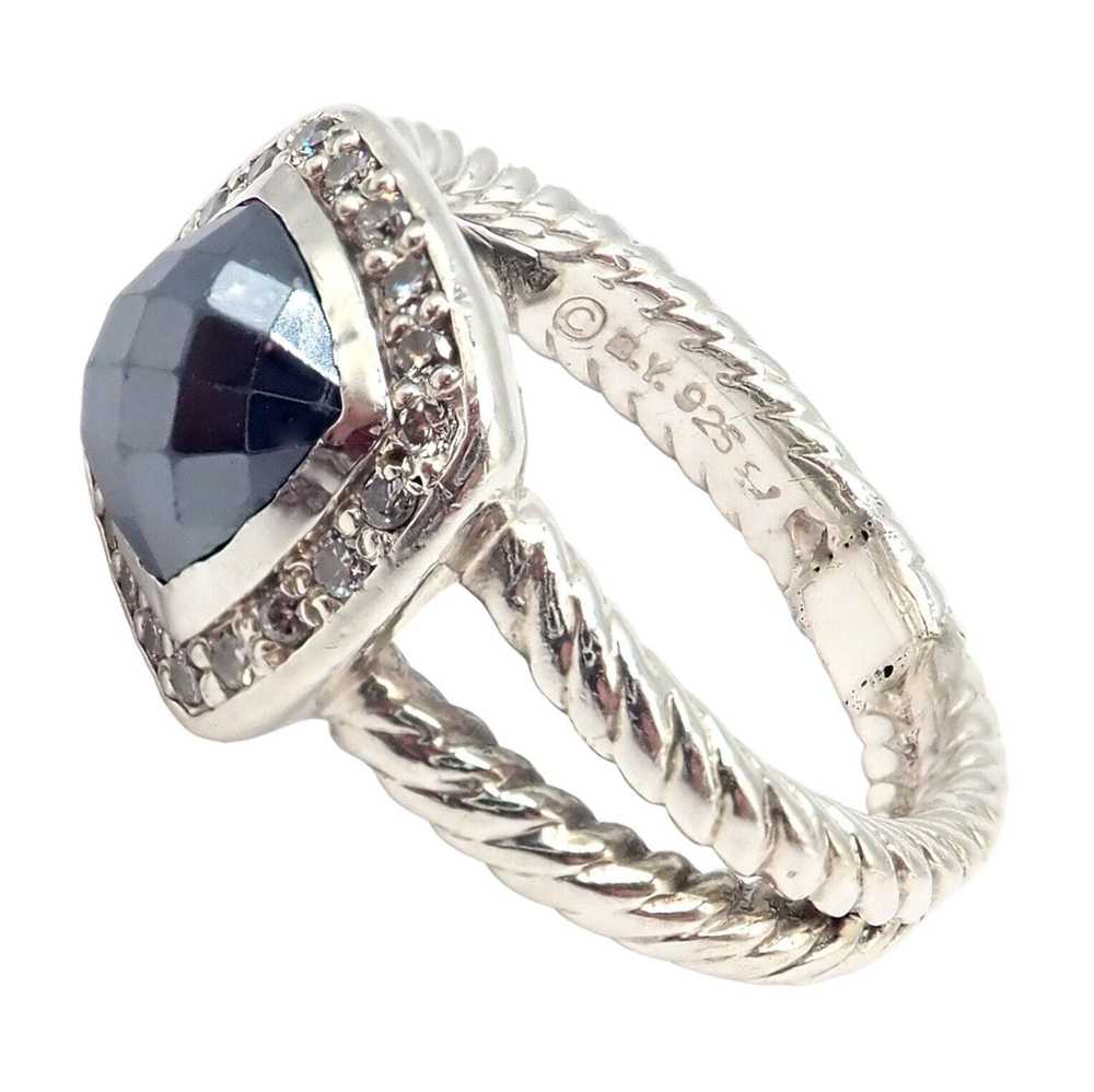 David Yurman DY Silver Hematite Diamond Petite Al… - image 3