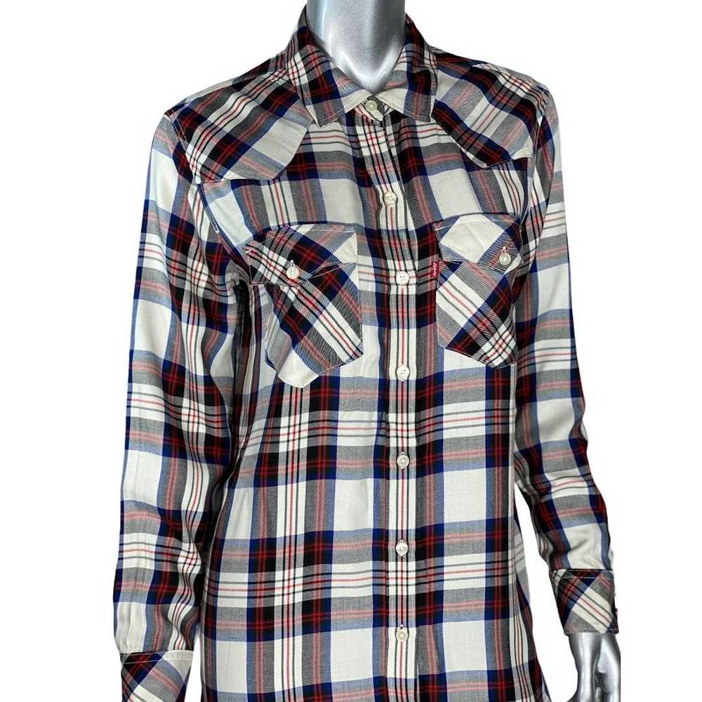 Levi's Levi's Flora White and Blue Plaid Button D… - image 3