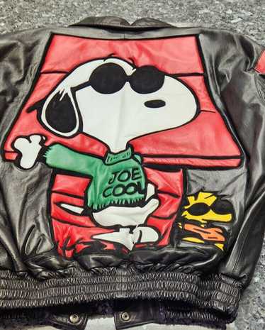 美品90s American toons Snoopyレザージャケット 90's SNOOPY 'PEANUTS' Charlie Brown Wool and Leather Cartoon