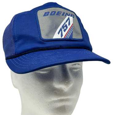 Vintage Boeing 757 Trucker Hat Vintage 80s Blue Av