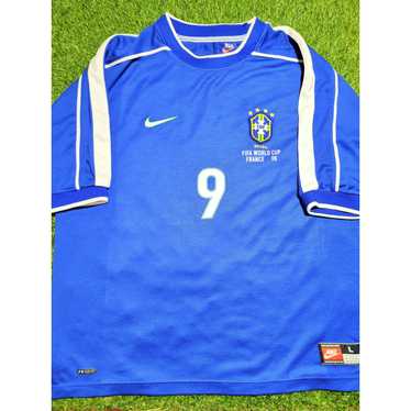 BRAZIL NATIONAL TEAM 1997/1998 HOME FOOTBALL SHIRT JERSEY #9 RONALDO NIKE  SZ XL