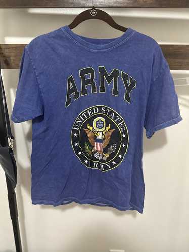 Military × Streetwear Retro US ARMY Blue Faded Tee