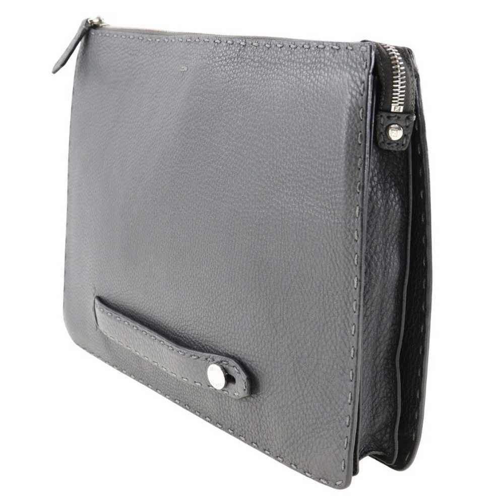 Fendi FENDI Clutch Bag Selleria Calf Gray A4 Zipp… - image 2