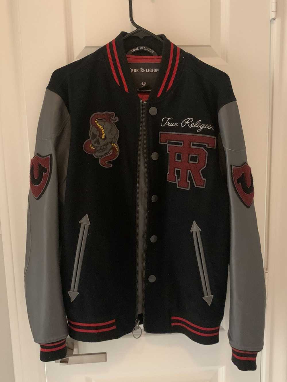 True Religion Vintage Red True Religion Varsity J… - image 1