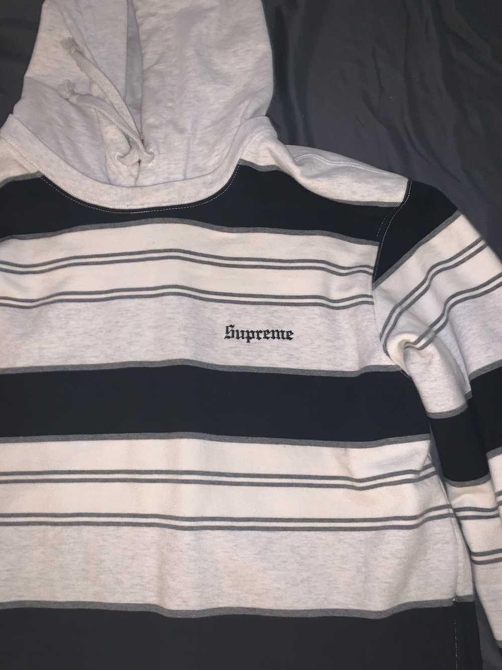 Supreme Striped supreme hoodie - image 2