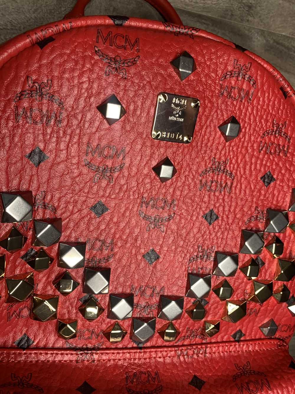 MCM MCM Studded Backpack Ruby Red - image 4