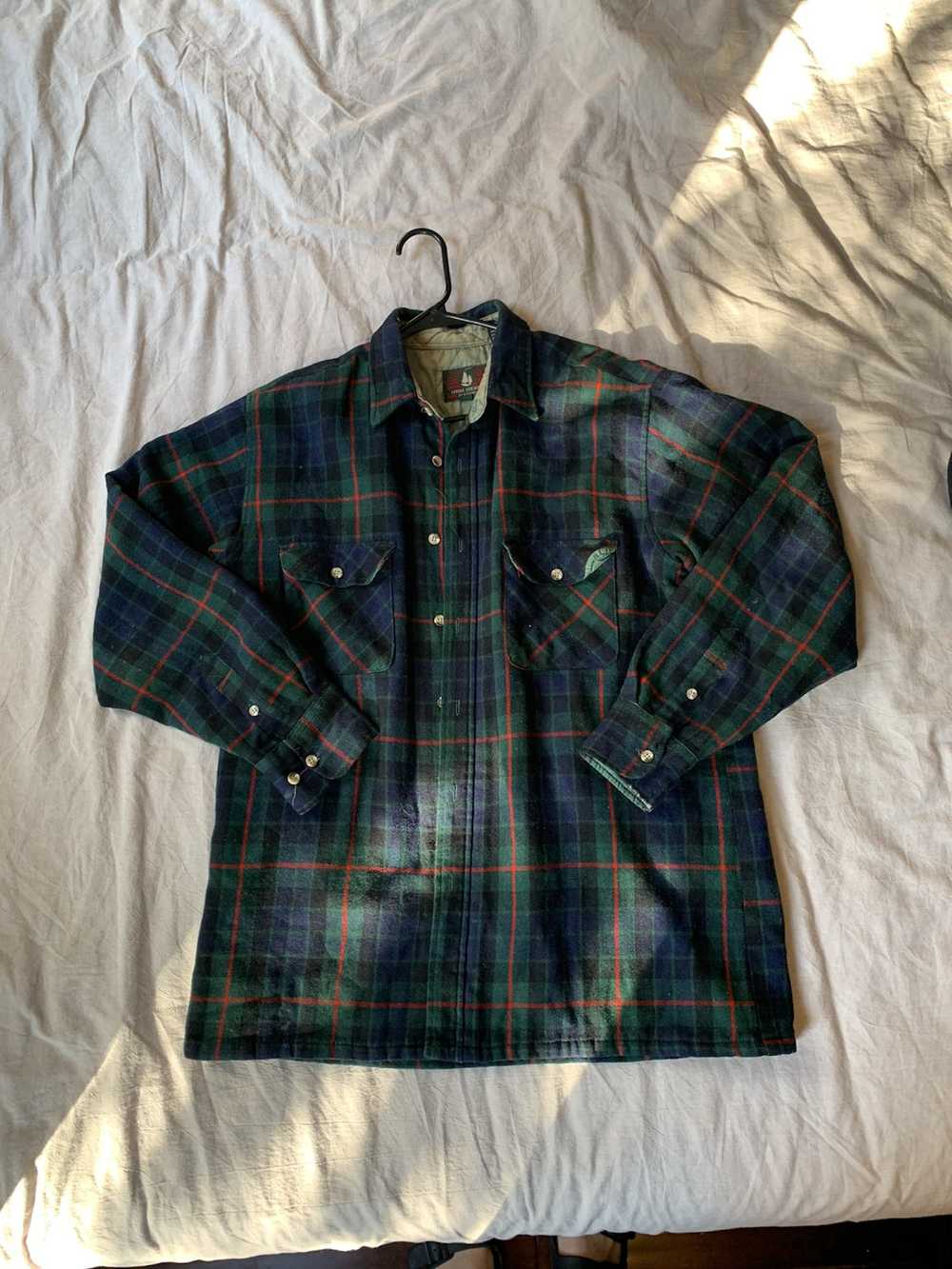 High Sierra × Vintage Green Plaid Shirt Jacket wi… - image 1