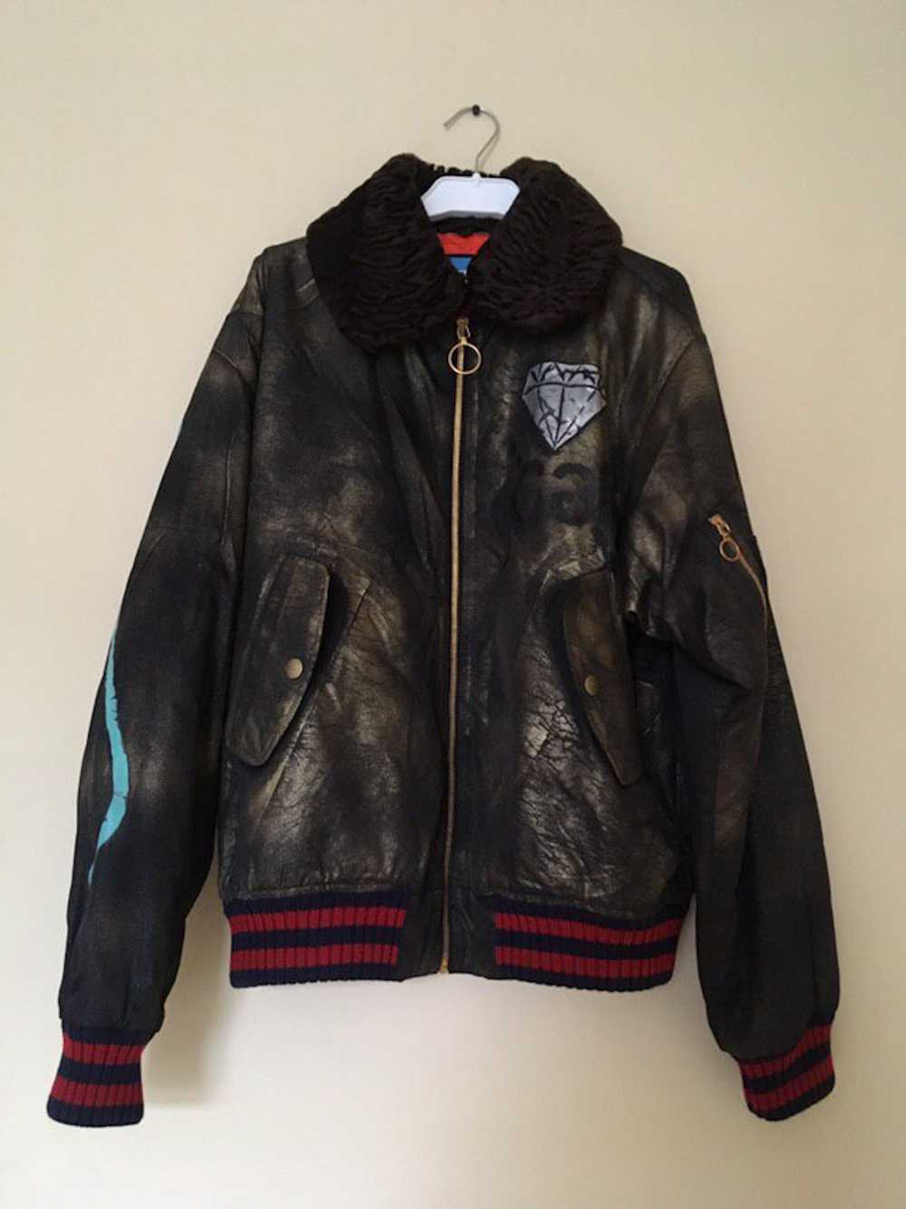 Gucci Ghost Handpainted Shearling Bomber - image 1