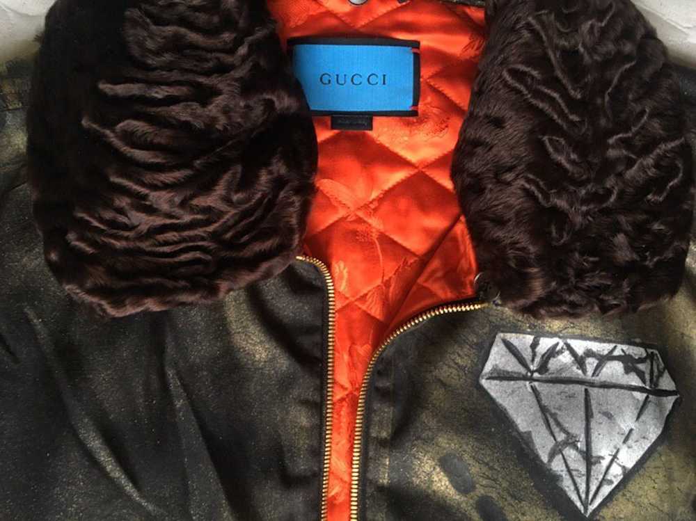 Gucci Ghost Handpainted Shearling Bomber - image 4