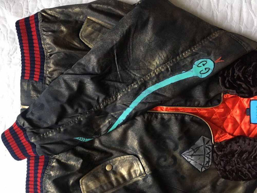 Gucci Ghost Handpainted Shearling Bomber - image 6