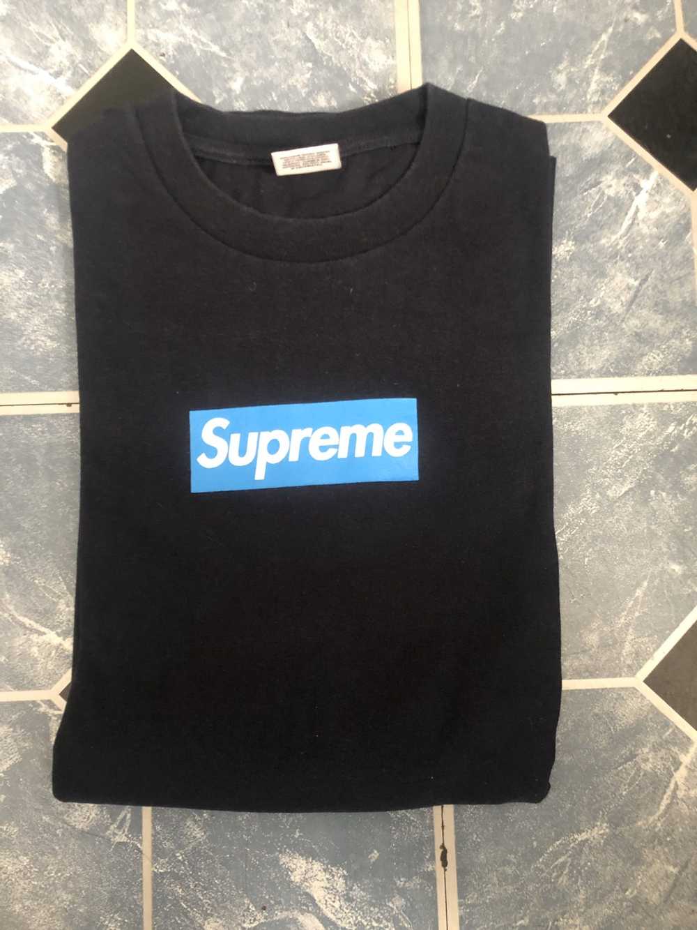 Supreme Supreme Light Blue On Navy Box Logo Tee - image 1