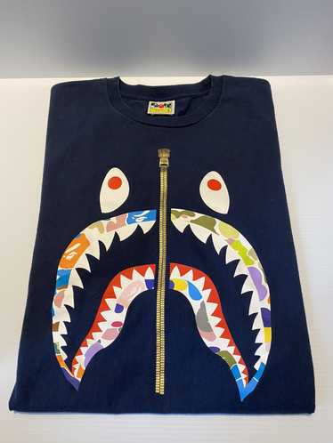 Bape Bape Shark Logo Tee - Navy