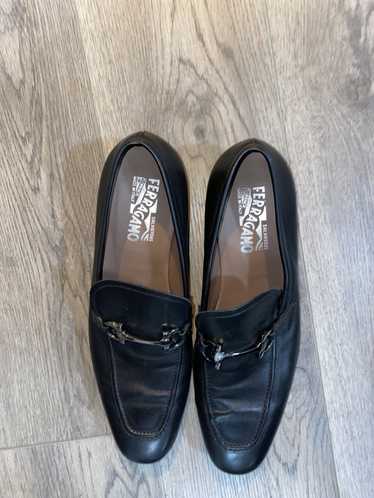 Salvatore Ferragamo Black Leather Buckle Loafer Dr