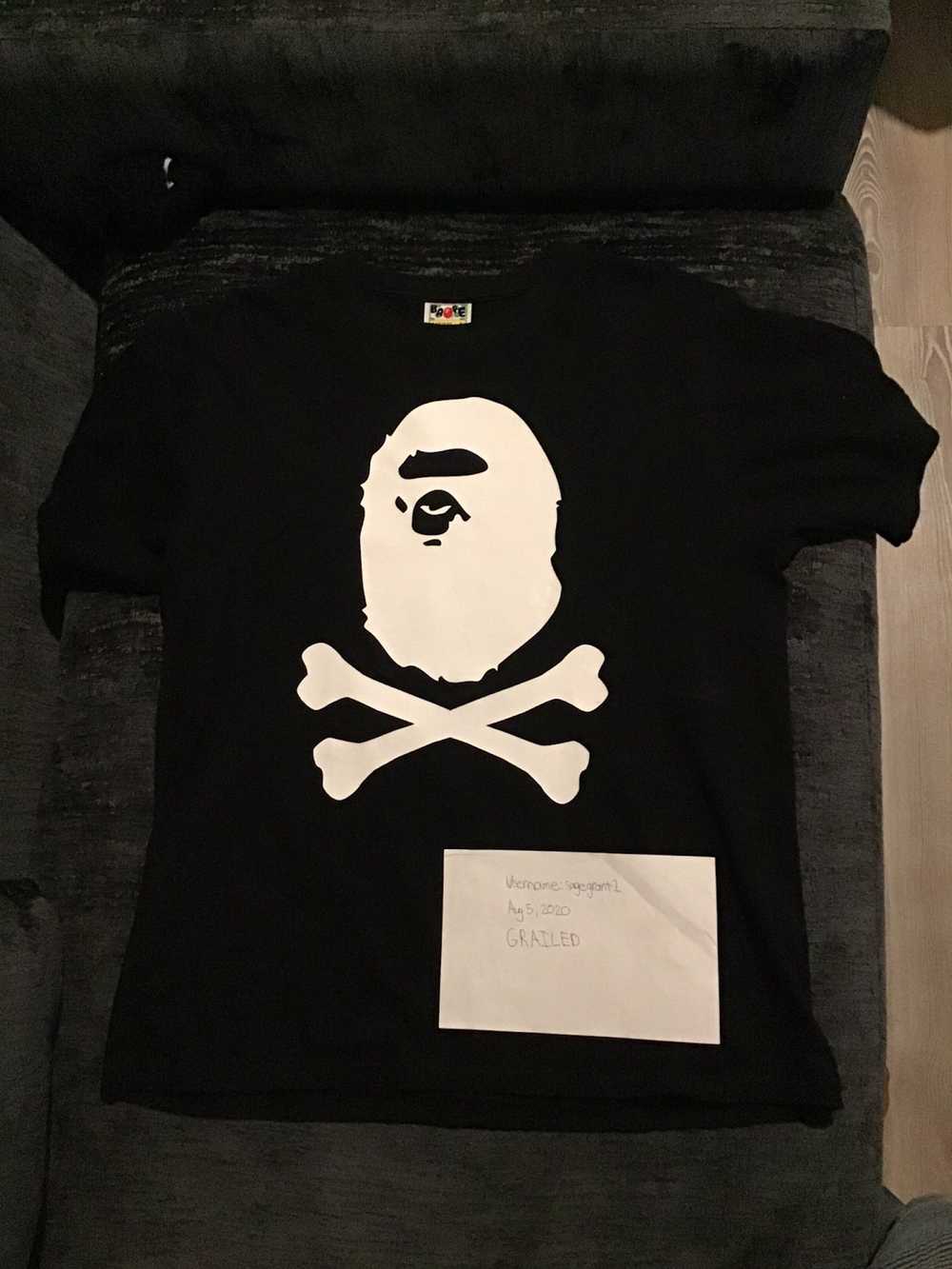 Bape Black Bape Crossbones Tee - image 1