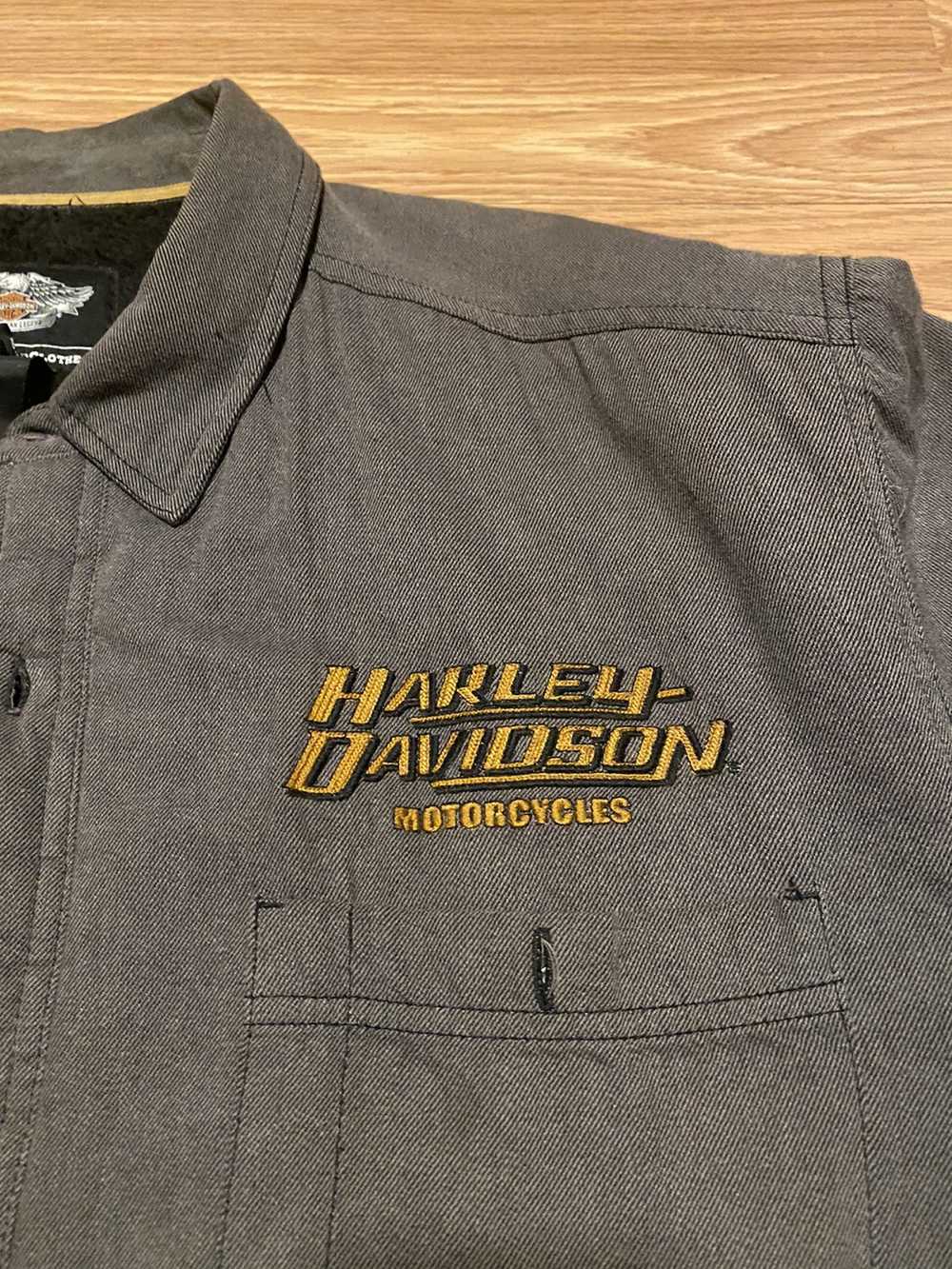 Harley Davidson Vintage Harley Button up Thick an… - image 1