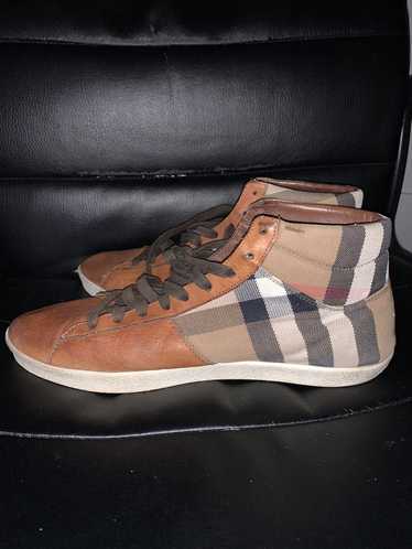 Burberry Burberry check brown leather sneakers - image 1