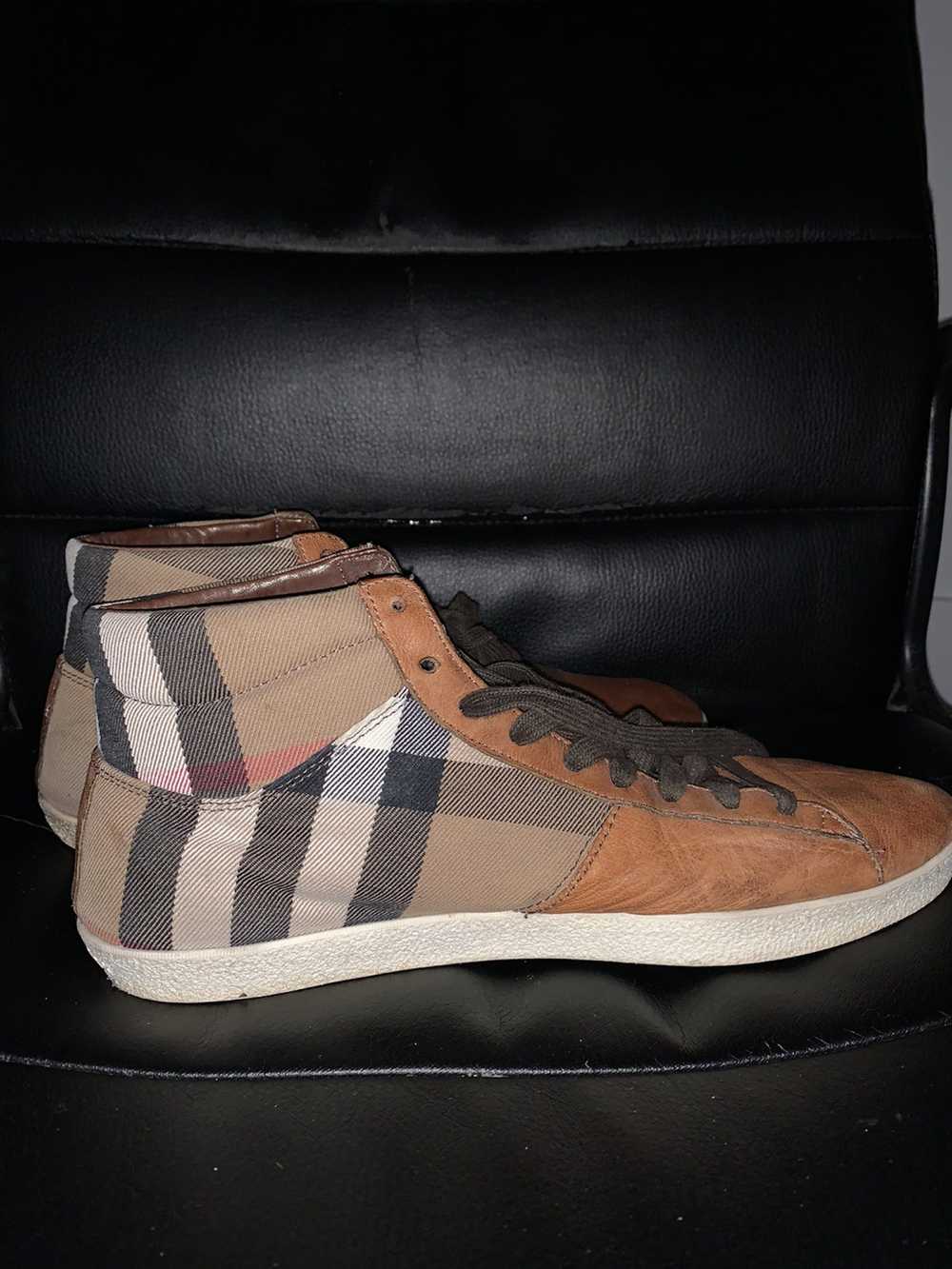 Burberry Burberry check brown leather sneakers - image 2