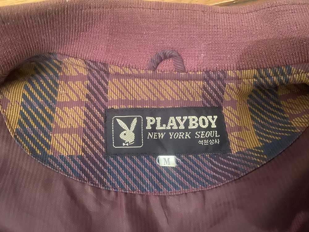 Playboy Playboy Maroon Plaid bomber jacket - image 3