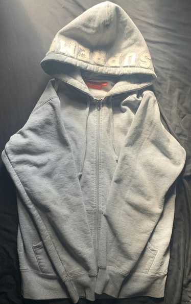 Supreme Felt Hood Logo Zip Up Sweatshirt - image 1