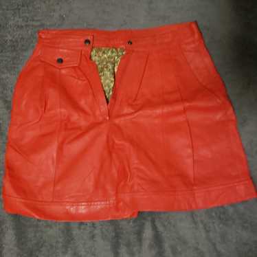 Vintage Vintage 80s womens Red Leather shorts - image 1