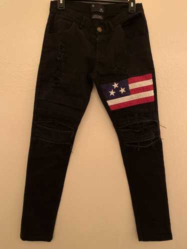 C2h4 F/W15 “Against All Authority” Flag Patch Jean