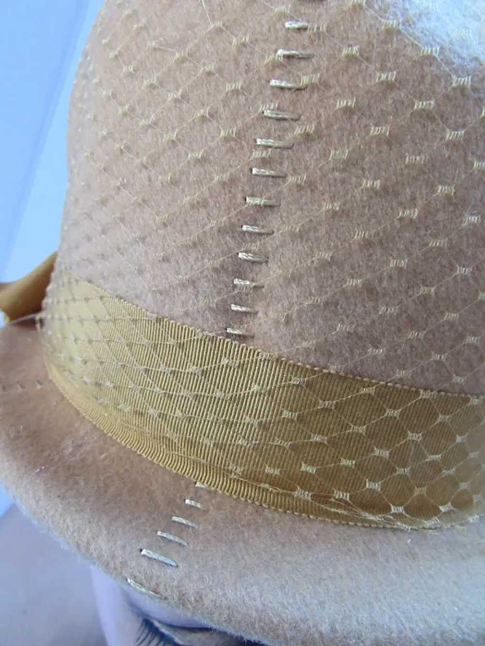 SALE Handsome Helmet Style Felt Hat in Mustard To… - image 12