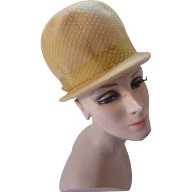 SALE Handsome Helmet Style Felt Hat in Mustard To… - image 1