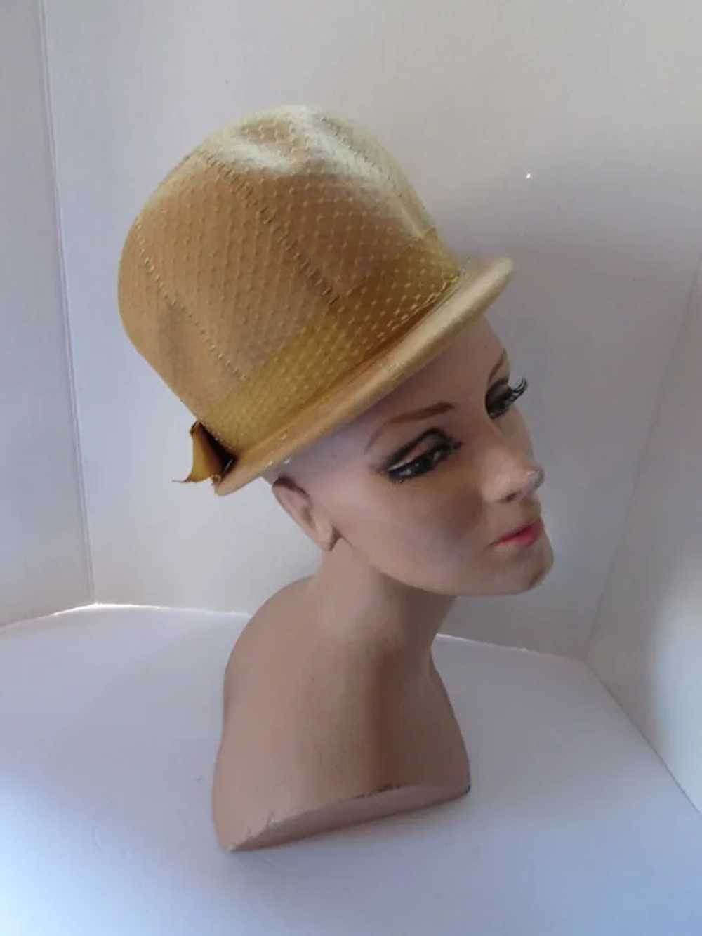 SALE Handsome Helmet Style Felt Hat in Mustard To… - image 2