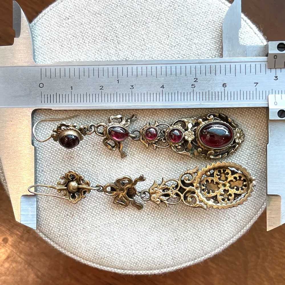 Antique Metal Austro-Hungarian Garnet Drop Earrin… - image 6