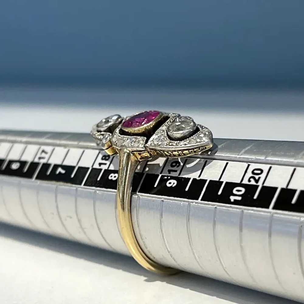 Antique French Ruby Diamond Marquis Ring 18k Gold… - image 12