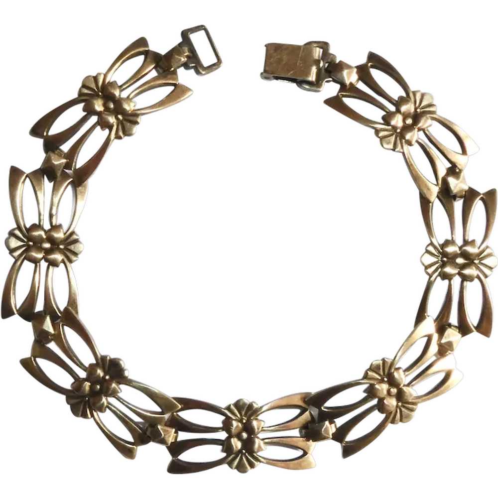 Sterling & 14k Symmetalic Pierced Link Bracelet W… - image 1