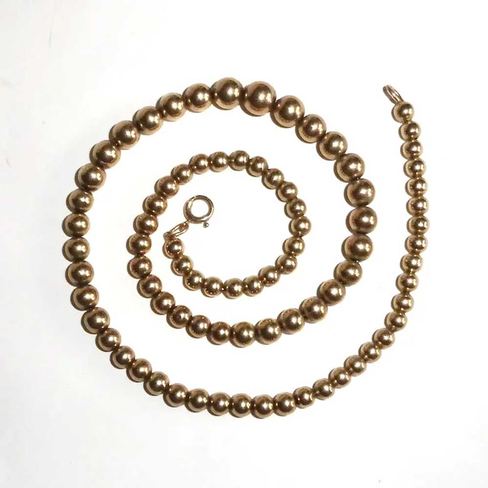 Classic Edwardian 14k Yellow Gold Bead Necklace - image 10