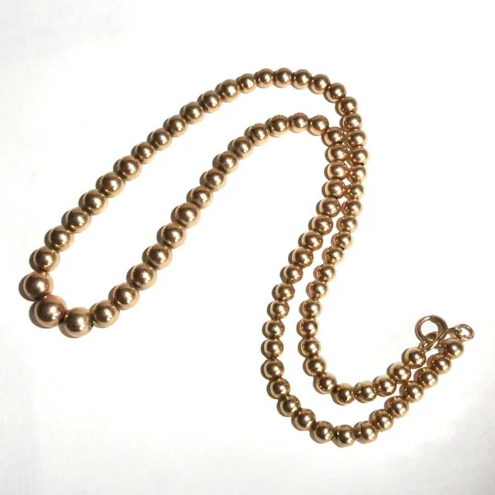 Classic Edwardian 14k Yellow Gold Bead Necklace - image 11