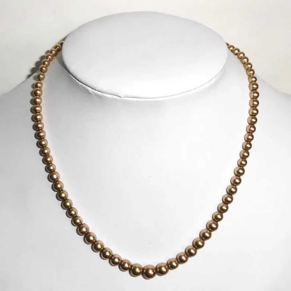 Classic Edwardian 14k Yellow Gold Bead Necklace - image 2