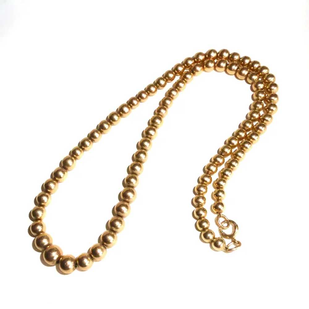 Classic Edwardian 14k Yellow Gold Bead Necklace - image 4