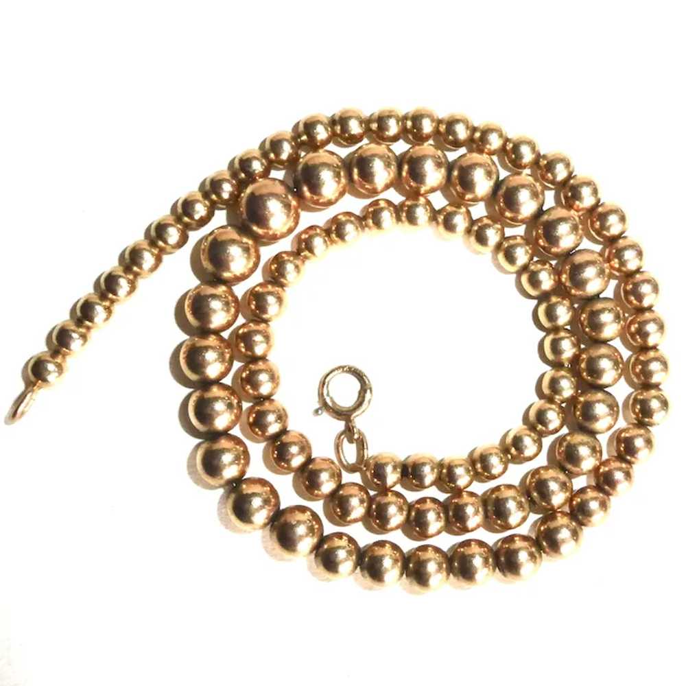 Classic Edwardian 14k Yellow Gold Bead Necklace - image 5