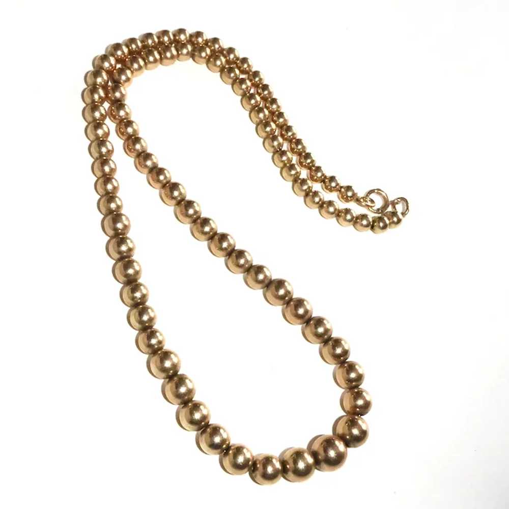 Classic Edwardian 14k Yellow Gold Bead Necklace - image 8