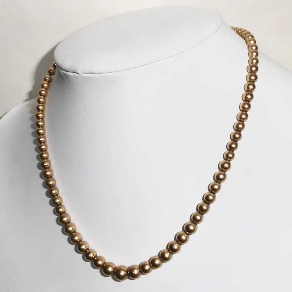 Classic Edwardian 14k Yellow Gold Bead Necklace - image 9