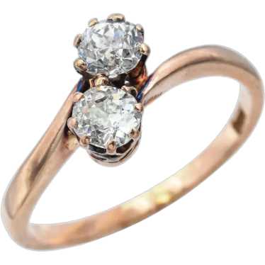 Antique 0.88 TCW Diamond 14K Yellow Gold Bypass B… - image 1