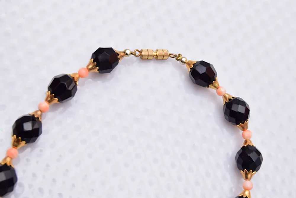 Onyx and Coral Beaded Necklace - image 3