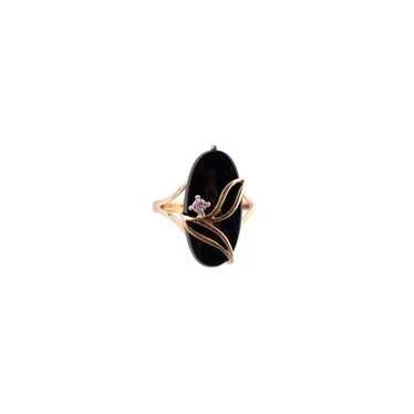 Vintage Onyx Leaf Ring - image 1