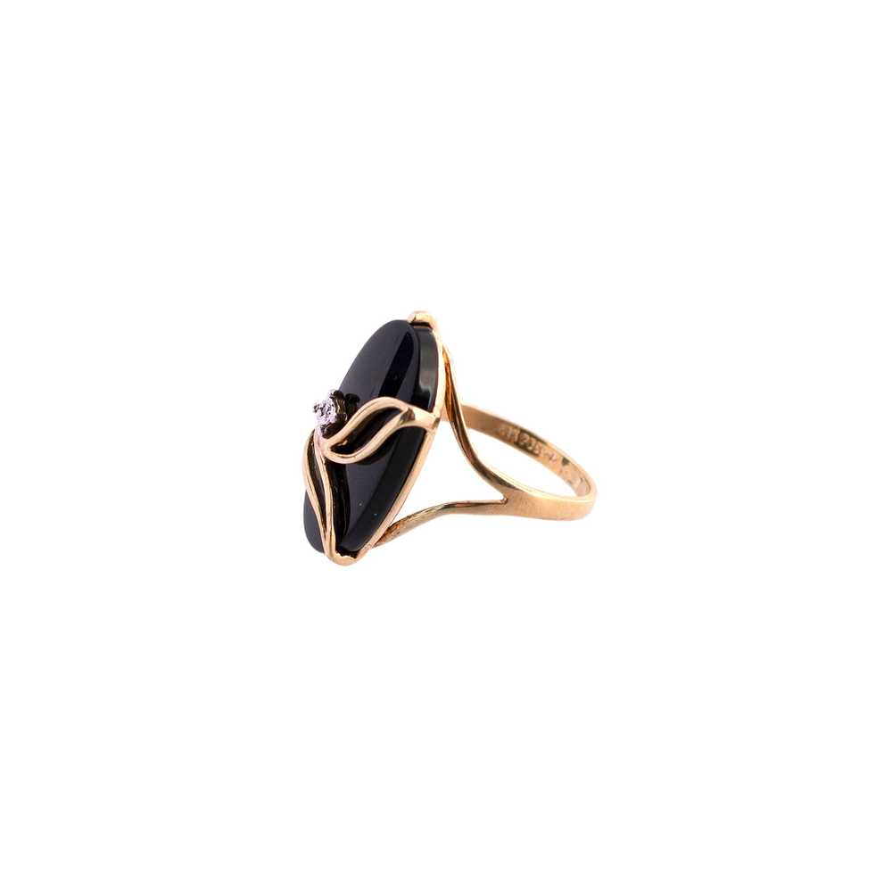 Vintage Onyx Leaf Ring - image 2