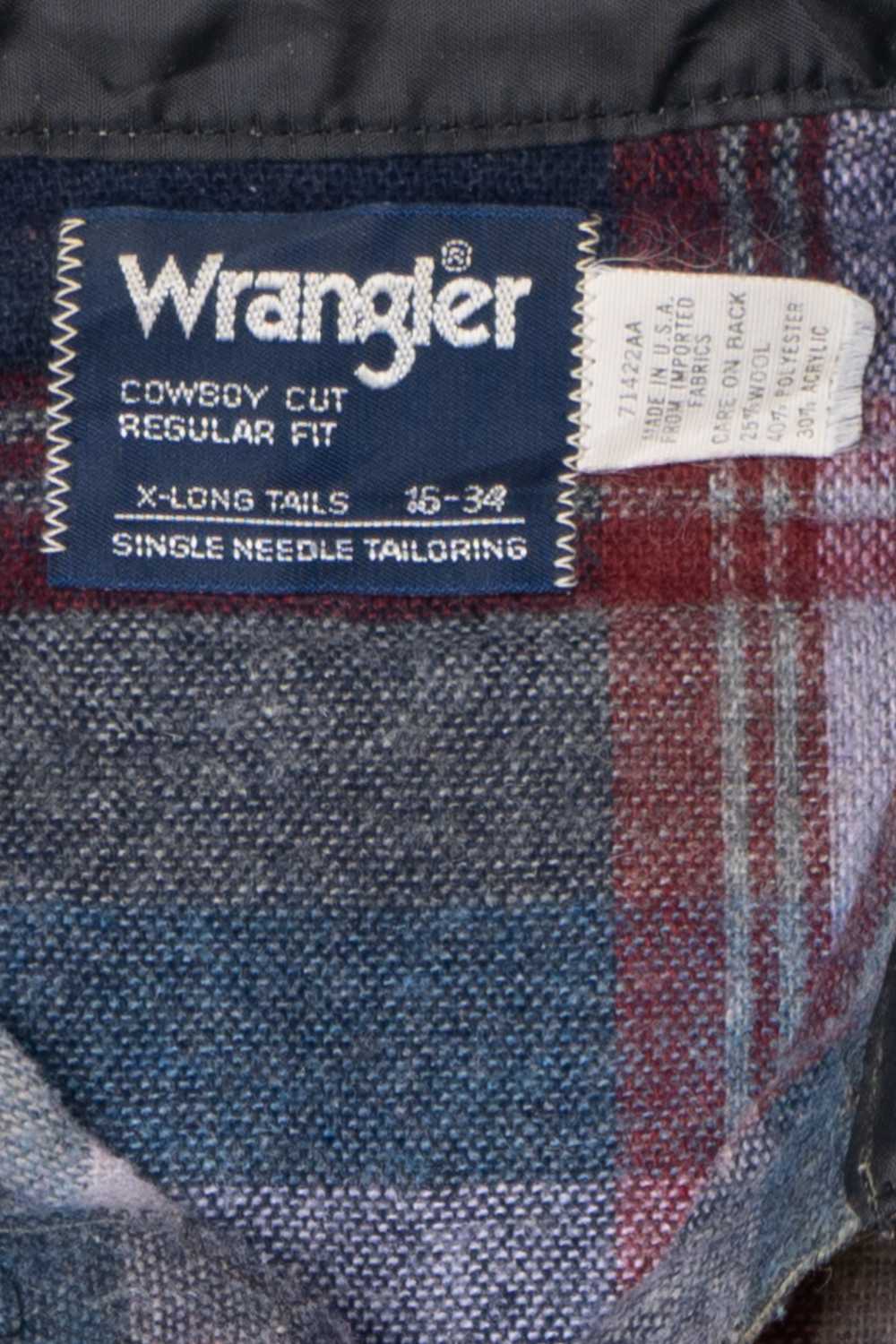 Vintage Wrangler Pearl Snap Button Up Wool Flanne… - image 4