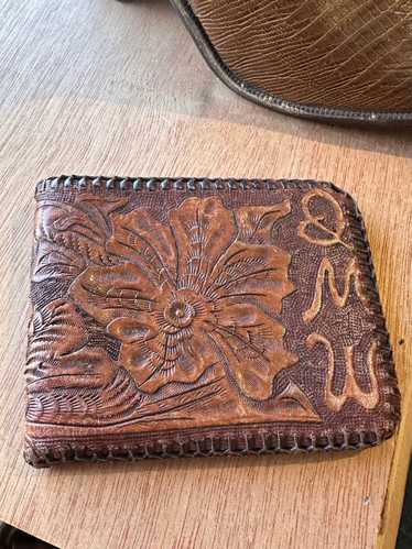 Tooled Leather Wallet with Leather Braid - "DMW" - image 1