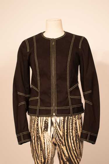 Galliano black cotton with neon thread jacket