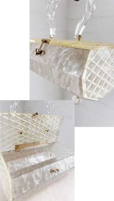 50s marbled & crystal cut lucite purse