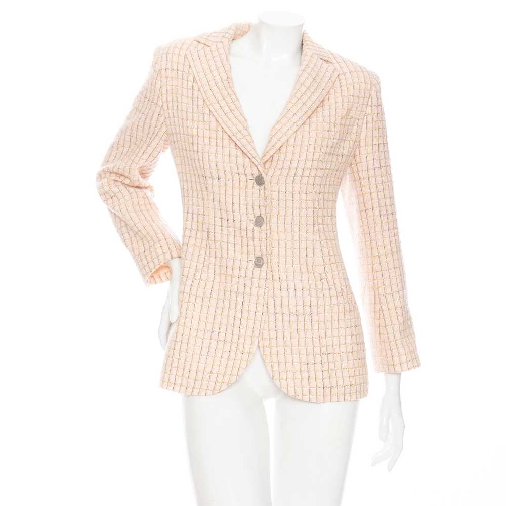 1998 Pink Wool-Blend Tweed Blazer - image 1