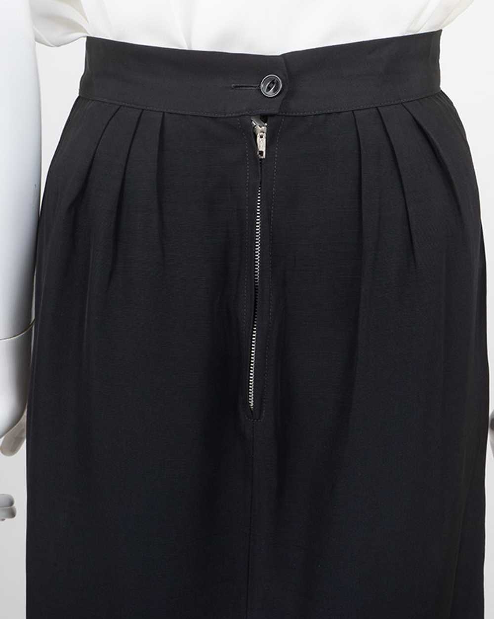 1950s Black Satin Pencil Skirt w/ Tiered Pleats - image 3