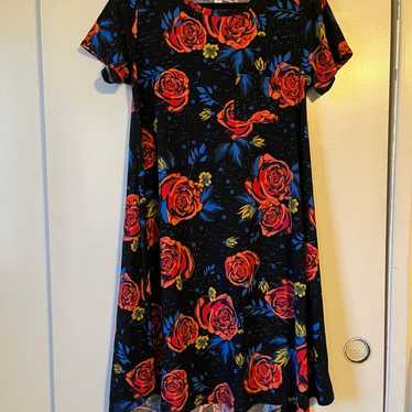 NWT Lularoe Ana Dress - Full Length Maxi- Blue w/Yellow, Blue & White  Roses- 2XL